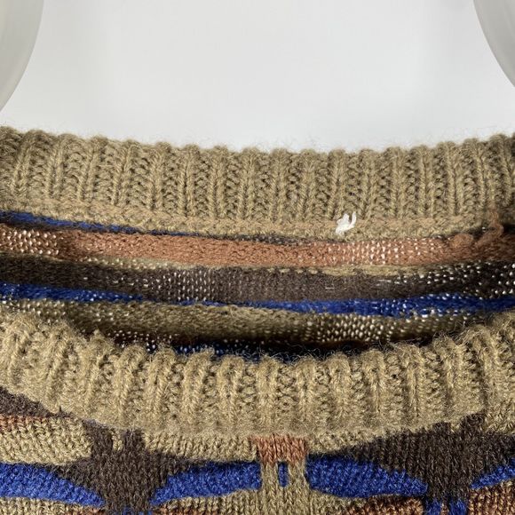 Vintage Coogi Style 3D Knit Grandad Crewneck Jumper 90s Wool Italy Macaroni L - Picture 10 of 15